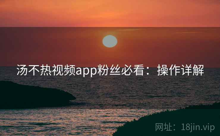 汤不热视频app粉丝必看：操作详解